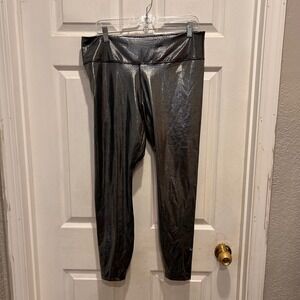 Nike‎ SIlver Metallic One Icon Clash 7/8 Leggings Dri Fit Womens Workout XL